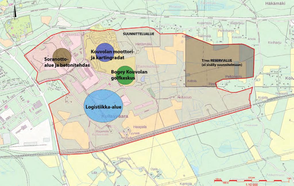 Alue rajautuu etelässä Kouvola-Lappeenranta rataan, länsi-pohjoispuolella valtateihin 6 ja 15 sekä maan ehen 373 (Karjalankatu), jo rakennetulle logis ikka-alueelle sekä itäosassa Kullasvaaran