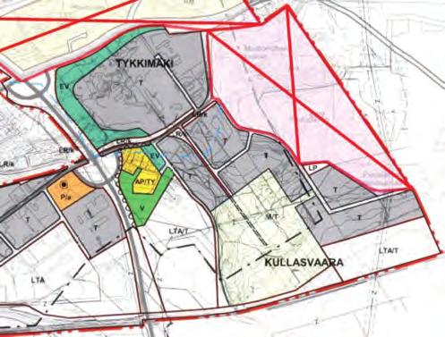 3 Alueen nyky la Tykkimäki-Tehola osayleiskaava Osalla alue a on voimassa 31.5.2004 hyväksy y oikeusvaiku einen Tykkimäki-Tehola osayleiskaava.