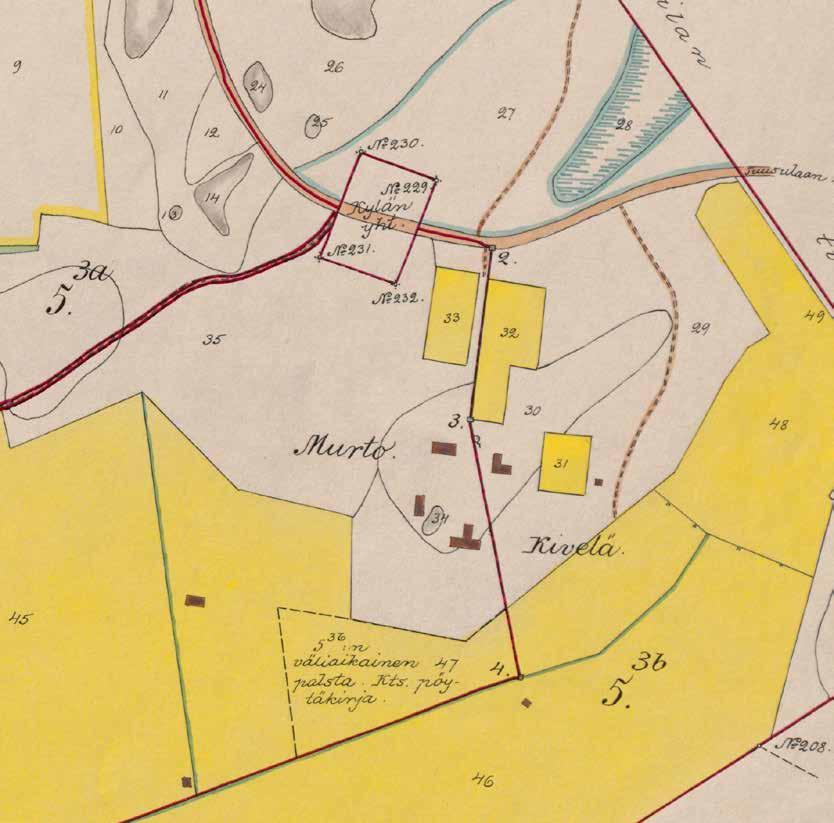 Murron lohkomiskartta 1914, laatinut Edvard Tukkila.