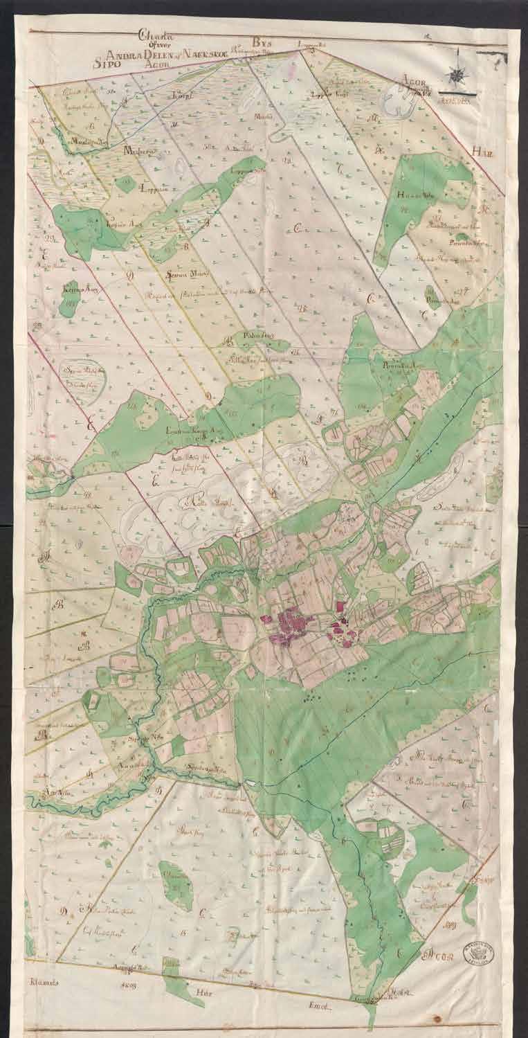 Nahkelan kylä topografikartalla 1945; karttalehti 204305_1945.