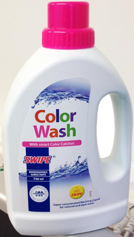 Color Wash COLOR WASH 75 koneelliseen Valkaisuaineeton nestemäinen pyykinpesuaine tummille ja värillisille vaatteille.