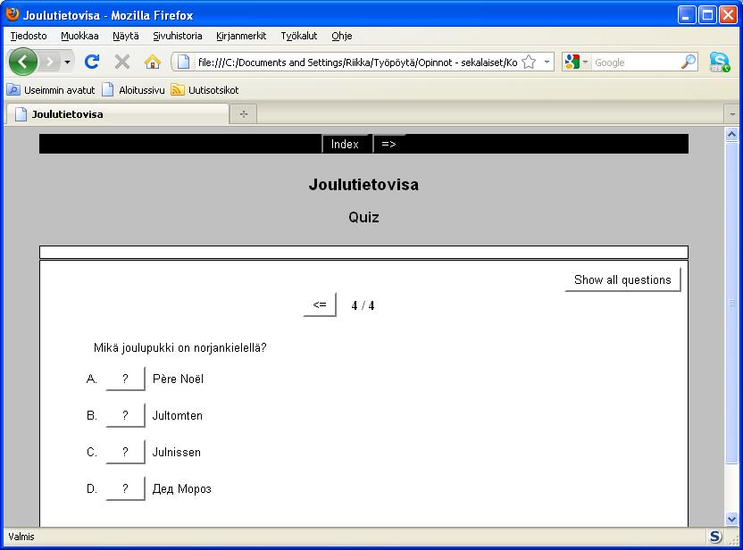 5 Kuva 5. JQuiz-tehtäväni. 2.