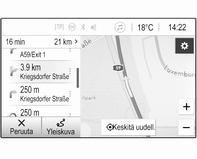 48 Navigointi Tuo käännösluettelo näyttöön valitsemalla a käännöksen ilmaisimen alapuolella. Käännösluettelossa on kaikki aktiivisen reitin tulevat käännökset.