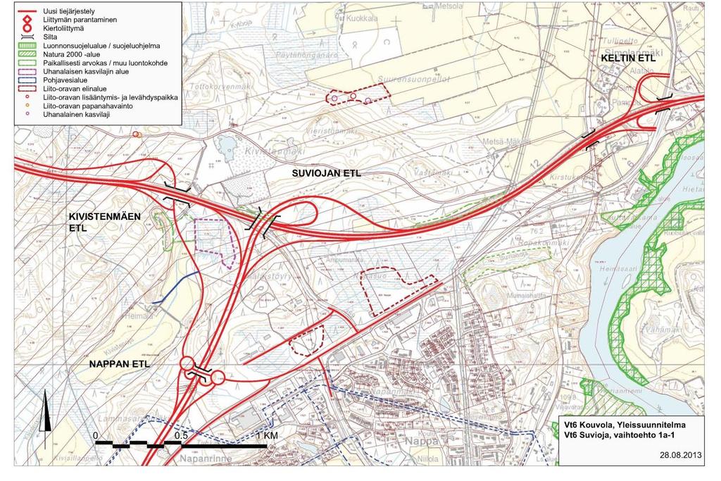 Suvioja etl: vaihtoehto 1-a1 Kaakkois-Suomen elinkeino-, liikenne- ja ympäristökeskus Maankäytön kehittämisalueet ovat lievästi laajemmat.