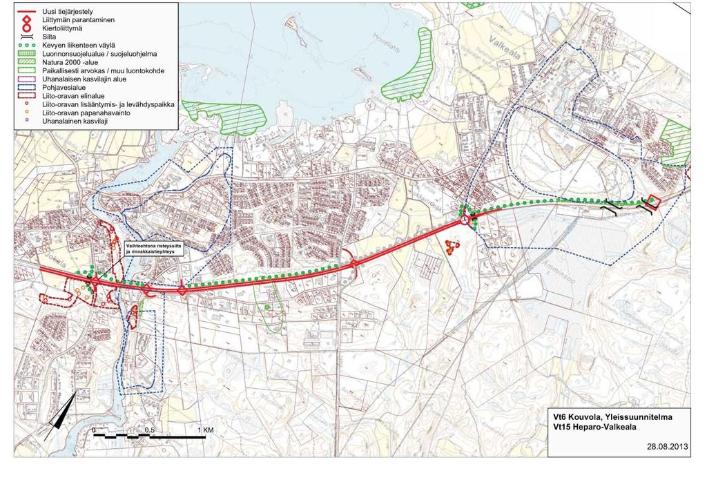 Vt15 Heparo Valkeala Porrastettu liittymä, jos uutta maankäyttöä valtatien 15 eteläpuolelle Kaakkois-Suomen