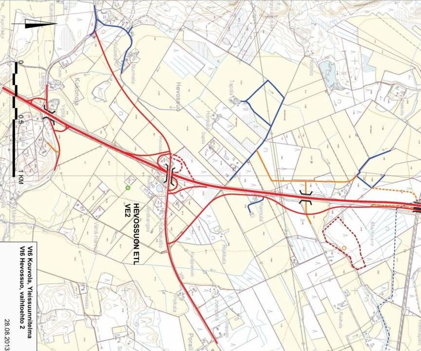 Hevossuon etl (Kukonoja Nappa): jatkosuunnitteluun valittu vaihtoehto 2 Eritasoliittymä toteutetaan nykyiselle liittymäpaikalle. Kukonojaan yksityisteiden etl Asukasvuoropuhelussa (mm.