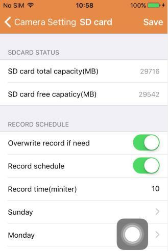 6. SD-korttiasetuksia käytetään SD-kortin tilan tarkasteluun ja tallennusajan