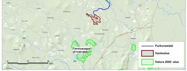 Termusaapa Natura-alueet, jotka molemmat sijaitsevat noin 4 kilometrin etäisyydellä hankealueesta.