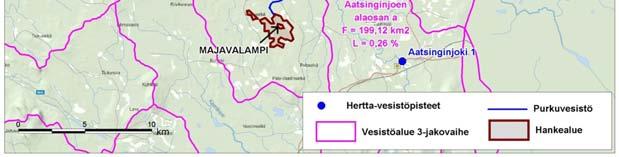alajuoksulla purkureitin varrella, jossa veden laadussa voi tapahtua lievää heikkenemistä hajakuormituksesta johtuen.