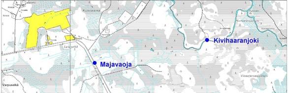 7431815), Majavaojassa noin 2,5 km hankealueen alapuolella tien 19861 kohdalla (3 575503, 7433694), Kivihaaranjoessa