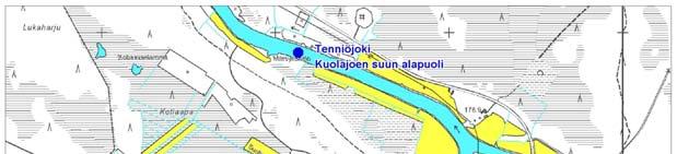 MAJAVA-AAVAN PURKUVESISTÖN ENNAKKOTARKKAILUOHJELMA Kuva 1-3. Ennakkotarkkailupisteet Kuolajoessa ja Tenniöjoessa.