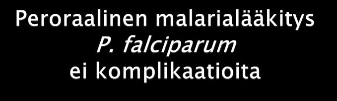 1. Riamet (artesunaatti + lumefantriini) p.os. tai 2.