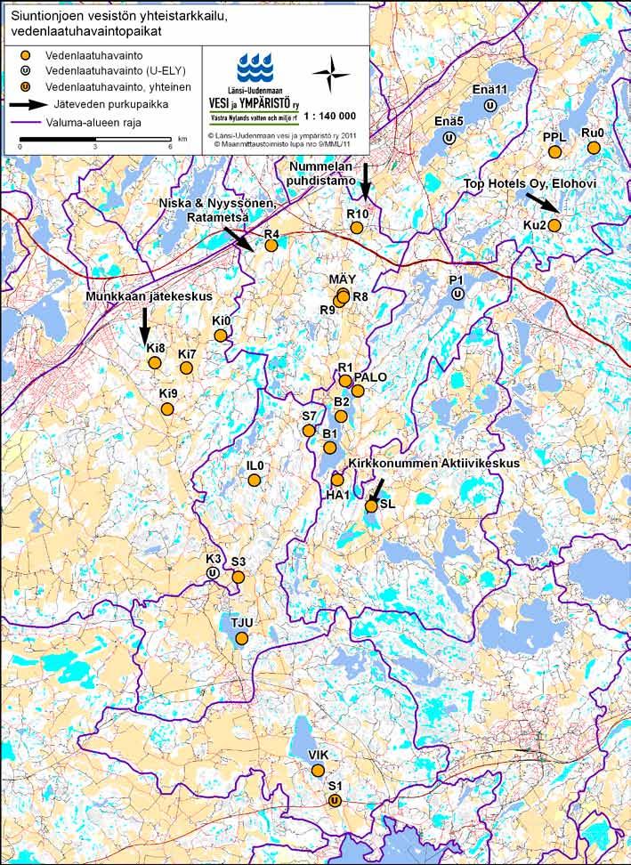 Kartat Siuntionjoen yhteistarkkailualueesta Liite 1.