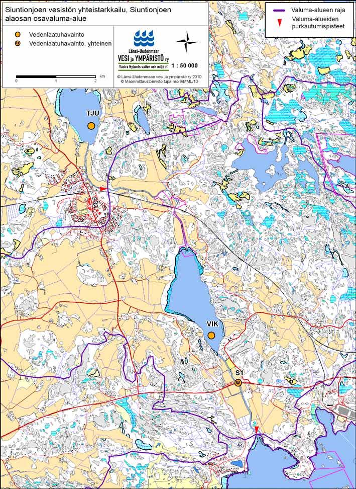 Kartat Siuntionjoen yhteistarkkailualueesta Liite 1.