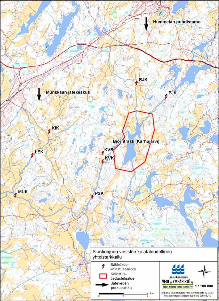 Kartat Siuntionjoen yhteistarkkailualueesta Liite 1.