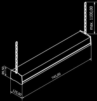 lm/w) D RUNGON VÄRI musta 150W VALAISUKULMA 45, 90, 30x90 IP65, IK10 VÄRINTOISTOINDEKSI >80 745mm