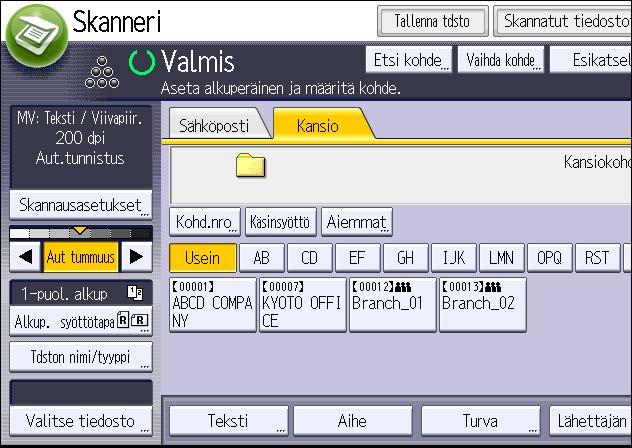 5. Skannaus 5. Valitse tarvittaessa skannausasetukset skannattavan alkuperäisen mukaan. Esimerkissä asiakirja skannataan värillisenä ja 2-puoleisena ja tallennetaan PDF-tiedostoksi.