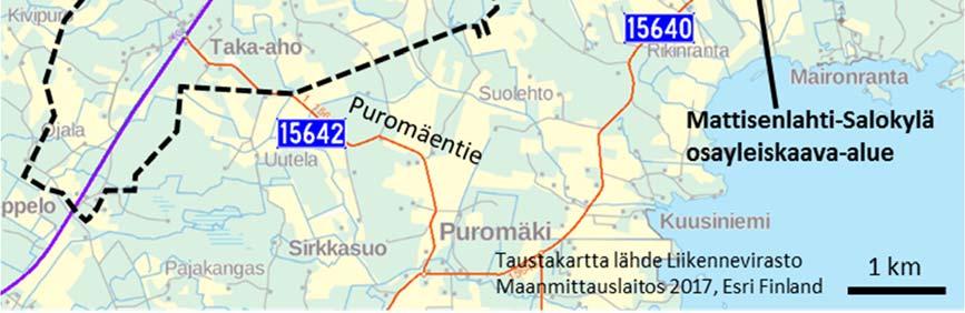 Mattisenlahdentiellä linja autopysäkit sijaitsevat Mattisenlahden koulutien liittymän läheisyydessä. Muilla osayleiskaavaalueella sijaitsevilla maanteillä ei ole linja autopysäkkejä.
