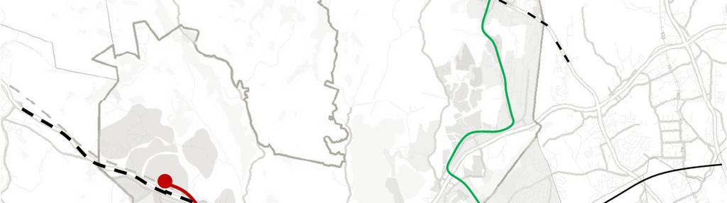 Utvecklingen av huvudtrafiknätet 2016-2050 Tågbanor: Esbo stadsbana Alberga - Esbo centrum - (Köklax) Västbanan Esbo centrum - Hista Snabbspårvägar: