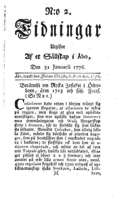 (1771) ja ensimmäinen suomenkielinen