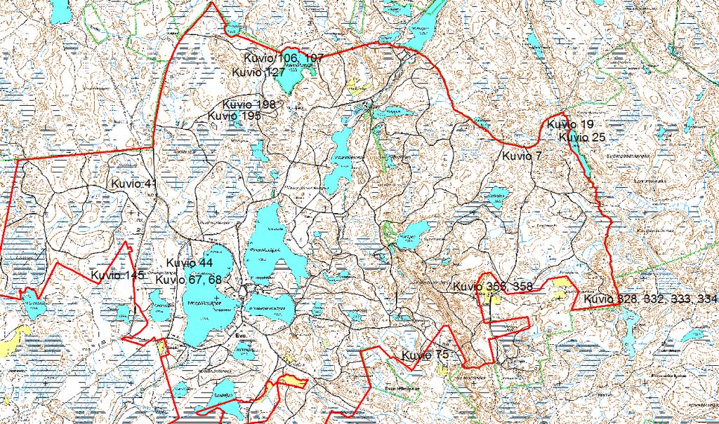 Korjuujäljen mittauskohteet Evon