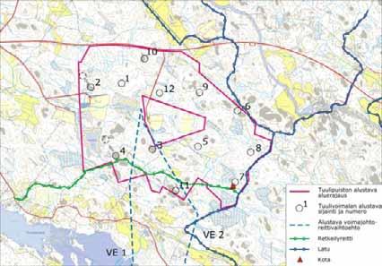 Näillä kohtaa johto sijoittuisi samalle voimajohtoalueelle nykyisten voimajohtojen kanssa.