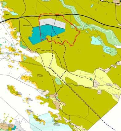 VAIKUTUKSET YHDYSKUNTARAKENTEESEEN, MAANKÄYTTÖÖN JA LIIKENTEESEEN Voimajohdon lähiympäristöön on lisäksi osoitettu asuntoaluetta (A), kerrostalovaltaista asuntoaluetta (AK), palvelujen ja hallinnon