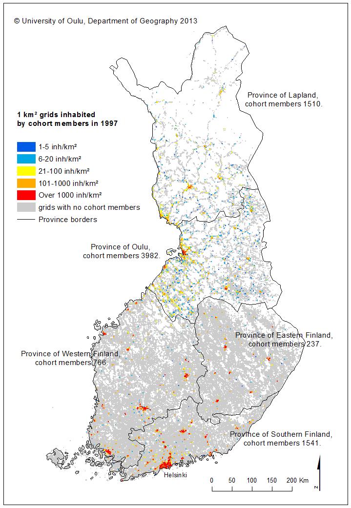 -> hankaloittaa tilastollisten menetelmien käyttöä Etelä-Suomeen pohjoisesta
