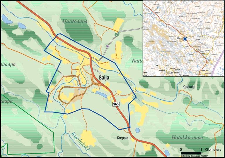 2 Suunnittelualueen perustiedot 2.1 Suunnittelualueen sijainti Saijan kylä sijaitsee Itä-Lapissa, Sallan kirkonkylältä pohjoiseen noin 40 km lähellä Savukosken rajaa.