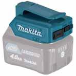 Kaksi USB liitäntää, joista molemmista saat maksimissaan 5V / 2,1A latausvirtaa Toimii Makitan 18V / 14,4V li-ion akuilla. Esim.