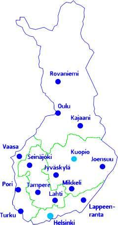 Finnveran alueet ja toimipisteet Etelä-Suomi Helsinki, Lappeenranta Itä-Suomi Joensuu, Jyväskylä, Kuopio, Mikkeli Länsi-Suomi Pori,