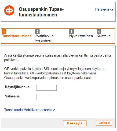 Kirjautuminen pankkitunnuksilla 1.