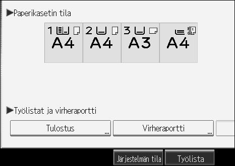 Muita tulostustoimintoja Virheraportin tarkistaminen 3 Jos tiedostoja ei voitu tallentaa tulostusvirheen takia, määritä virheiden syy tarkistamalla virheraportti ohjauspaneelissa.