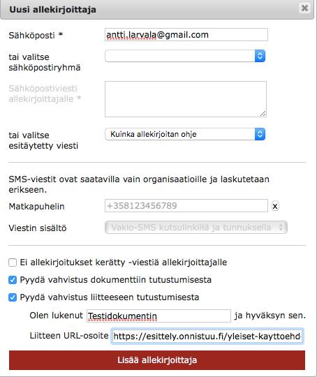 - Kerätäänkö allekirjoittajilta allekirjoitussivulle tieto edustetusta organisaatiosta ja edustusoikeudesta tai toimivaltuudesta?