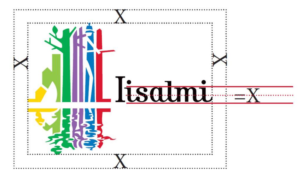 TUNNUKSEN SUOJA-ALUE Suoja-alueen koon määrittämisessä käytetään mittayksikkönä gemena-kirjaimen korkeutta=x.