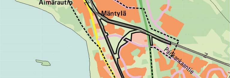 rautatie- ja katualueita sekä Kiviniemen kaupunginosan kortteleita
