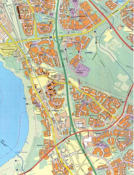 tamaan nykyisen raiteen itäpuolelle. Lisäksi suunnittelualueeseen kuuluu kolmioraide Mäntylän kaupunginosassa.