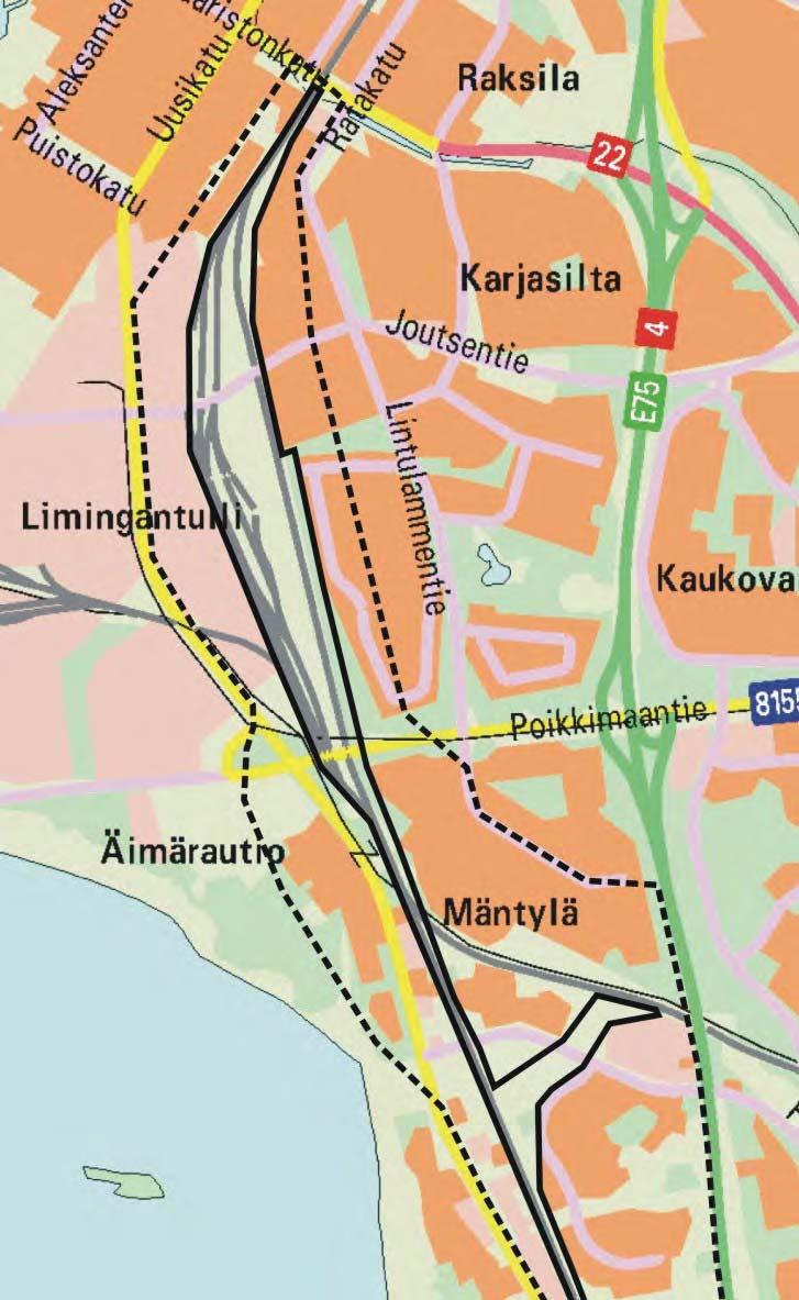 OSALLE MÄNTYLÄN, ÄI- MÄRAUTION JA LIMINGANTULLIN KAUPUNGINOSIA SEKÄ RATA-, KATU- JA