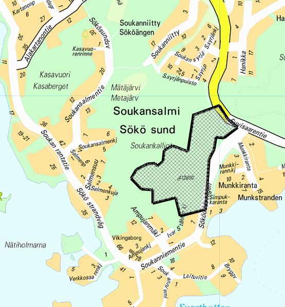 1 (5) Asianumero 4470 / 503 / 2006 SOUKANKALLIO Aluenumero 412800 Asemakaavan muutos OSALLISTUMIS- JA ARVIOINTISUUNNITELMA Päiväys Tarkistettu Tarkistettu 29.11.2007 16.04.2008 27.4.2009 OSOITE TAI MUU PAIKANNUS ALOITE TAI HAKIJA Suunnittelualue sijaitsee Soukansalmen alueella Soukanväylän länsipuolella ja Soukanniementien länsi- ja itäpuolella.