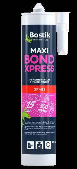 MAXI BOND XPRESS SUPERVAHVA & SUPERNOPEA ASENNUSLIIMA Mai Bond Xpress on asennusliima sinulle, jolle aika on rahaa! Asenna ja kuormita 15 minuutissa.