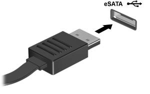 2 esata-laitteen käyttäminen (vain tietyissä malleissa) esata-porttia käytetään valinnaisen tehokkaan esata-laitteen, kuten ulkoisen esata-kiintolevyn liittämiseen.