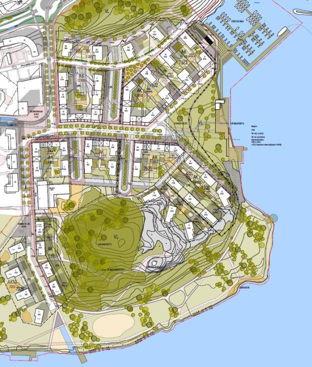 Viitesuunnitelmaan on esitetty rakennettavaksi kerrosalaksi kaava-alueelle n.127 500 k-m². Korttelialueiden pinta-ala on n. 9,2 ha. Viheralueita suunnittelualueella on n.