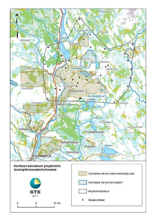 GEOLOGIAN TUTKIMUSKESKUS Kaivosalueiden taustapitoisuus-pilottitutkimus 3 Kuva 1.