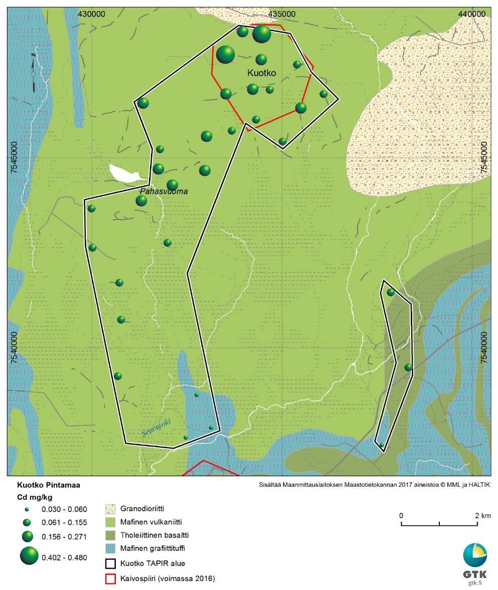 GEOLOGIAN TUTKIMUSKESKUS Kaivosalueiden taustapitoisuus-pilottitutkimus 62 Kuva 44.
