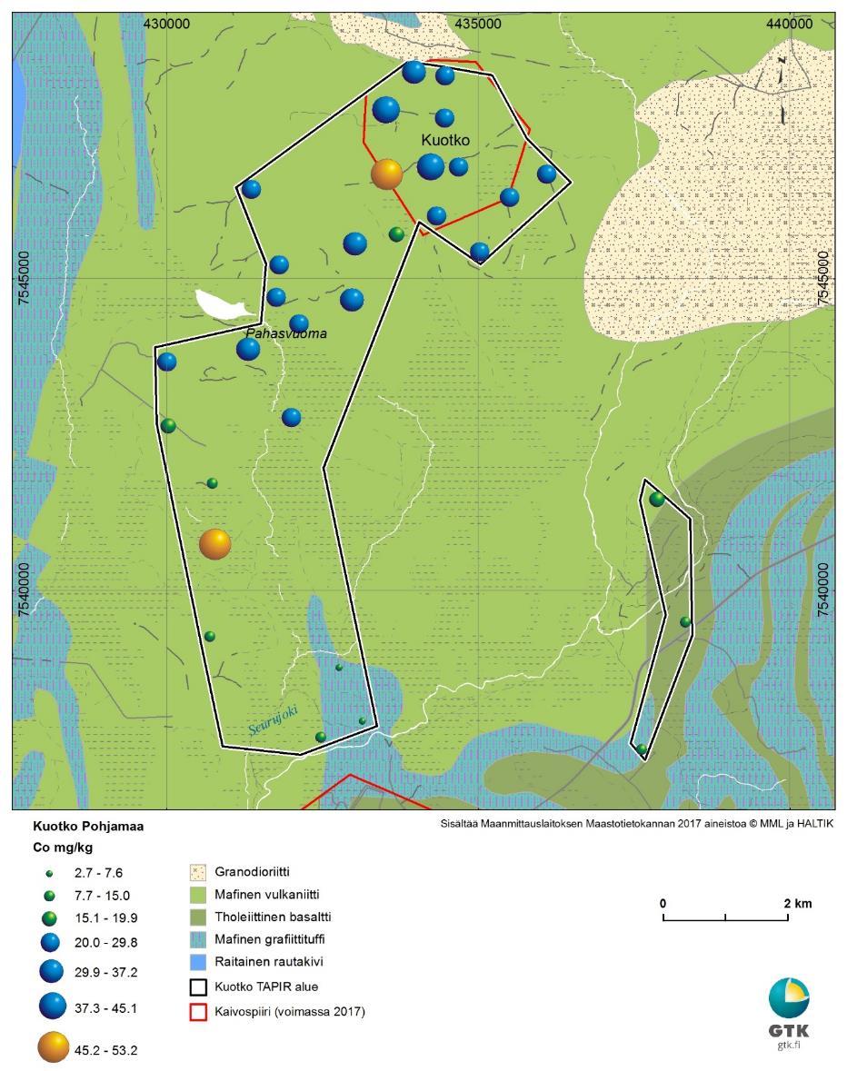 GEOLOGIAN TUTKIMUSKESKUS Kaivosalueiden taustapitoisuus-pilottitutkimus 65 Kuva 47.