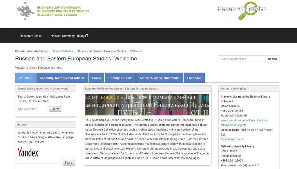 Russian and Eastern European Studies ResearchGuide http://libraryguides.helsinki.