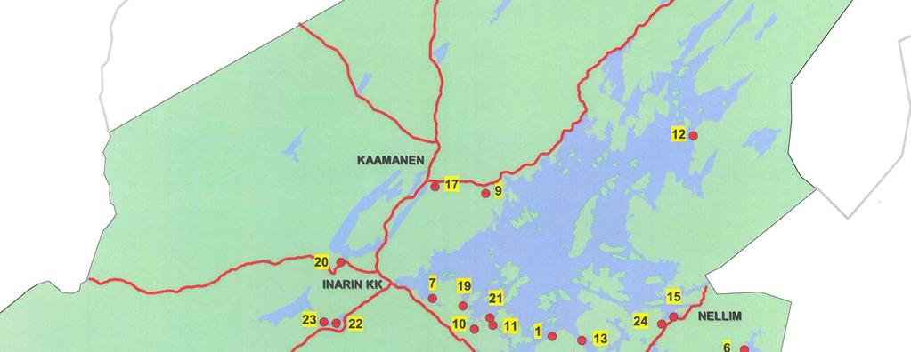 Paltokangas 29.12.1992 9. Kesäkotamaa 12.5.1993 10. Nuottamajärvi 25.2.1993 11. Mahlattinuora 25.2.1993 12. Hiiriniemi 27.5.1994 13.