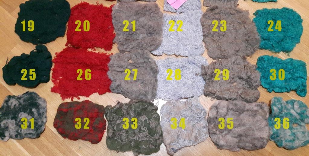 Kuva 2. Numeroidut näytekappaleet 19-36.