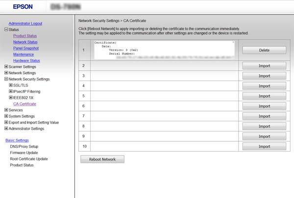 Suojauksen lisäasetukset (yrityskäyttäjät) 2. Napsauta Delete CA Certificate poistettavan sertifikaatin vieressä. 3. Vahvista näkyviin tulevassa viestissä, että haluat poistaa sertifikaatin.