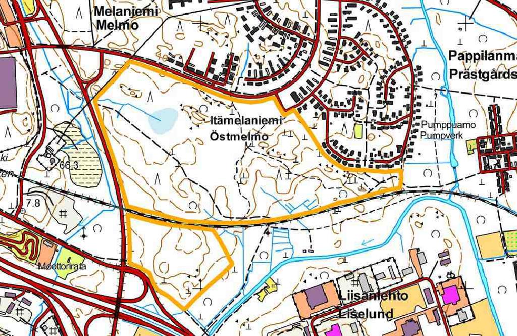 Mustikkamaa Pinta-ala: 40,7 ha (rautatien pohjoispuolinen alue) + 8,4 ha (rautatien eteläpuolinen alue) Omistaja: Vaasan kaupunki1 Kaavatilanne: Vaasan yleiskaavassa 2030 alue on virkistysaluetta (V)